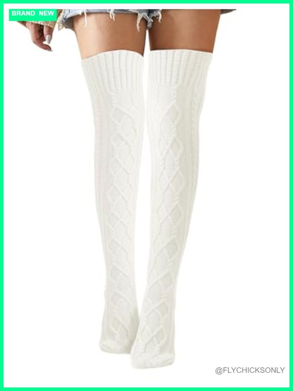 Cable Knit Thigh High Socks Over Knee Leg Warmers Extra Long Winter Stockings